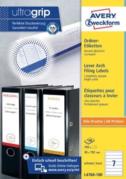 RugAvery etiketten smal 38x192mm zelfklevend wit