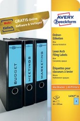 AVERY Printbare rugetiketten 'Block Out ft 19,2 x 6,1 cm, doos van 20 blad, 80 stuks, blauw