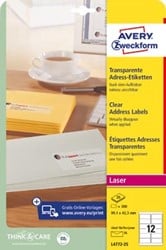 AVERY transparante etiketten QuickPEEL ft 99,1 x 42,3 mm, 300 stuks, 12 per blad