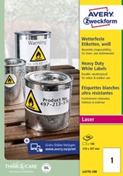 Avery weerbestendige etiketten 210 x 297 mm wit doos van 100 etiketten