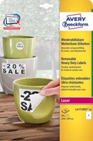 Avery afneembare weerbestendige etiketten Ft 210 x 297 mm, wit, doos van 20 etiketten