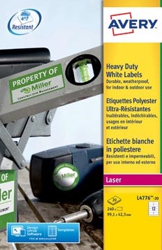 AVERY weerbestendige etiketten 99,1 x 42,3 mm 240 stuks 12 per blad