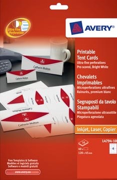Tafelnaamkaartjes printbaar 120 x 45 mm Avery L4794-10-2