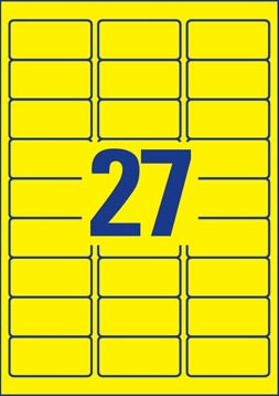 AVERY Afneembare neon etiketten ft 63,5 x 29,6 mm, doos van 20 blad, 540 stuks, geel-2