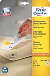 AVERY afneembare witte etiketten Stick & Lift ft 63,5 x 38,1 mm, 525 stuks, 21 per blad