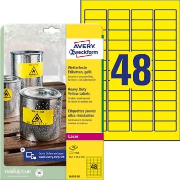 Avery Etiketten Heavy Duty 45.7 x 21.2mm geel-2