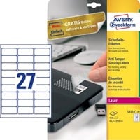 Avery bestendige veiligheidsetiketten, ft 63,5 x 29,6 mm, 540 stuks, 27 per vel, doos van 20 vel-2