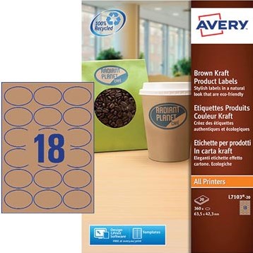 AVERY Productetiketten uit karton ft 63,5 x 42,3 mm, ovaal, 360 stuks, 18 per blad-2