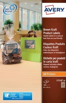 AVERY Productetiketten uit karton ft 62 x 42 mm, 360 stuks, 4 per blad