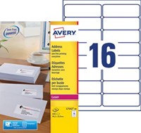 Avery etiketten 99,1 x 33,9mm 16 etiketten per vel-2