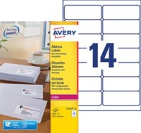 AVERY etiketten L7163 99,1 x 38,1mm 14 etiketten per vel wit doos 40 vel