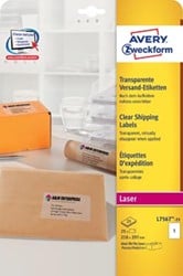 AVERY transparante etiketten QuickPEEL ft 210 x 297 mm, 25 stuks, 1 per blad
