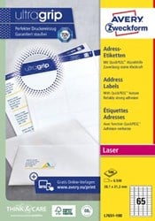 AVERY mini-etiketten ft 38,1 x 21,2 mm, 6.500 stuks, doos van 100 blad, wit, voor laserprinters