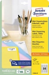 AVERY mini-etiketten ft 46 x 11,1 mm, 2.100 stuks, 84 per blad, doos van 25 blad, voor laser- en inkje...