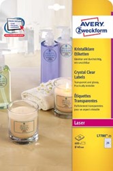 Avery transparante Crystal Clear etiketten diameter 40 mm, 600 etiketten, 24 per blad