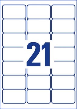 Avery transparante Crystal Clear etiketten ft 63,5 x 38,1 mm, 525 etiketten, 21 per blad-2