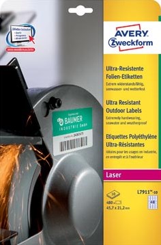 Avery ultra resistente etiketten voor buiten ft 45,7 x 21,2 mm (b x h), doos van 480 etiketten