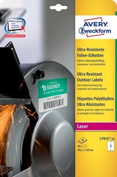 Avery ultra resistente etiketten voor buiten ft 99,1 x 139 mm (b x h), doos van 40 etiketten