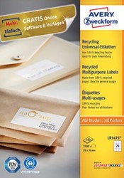 Avery gerecycleerde etiketten 70x36mm 2400 stuks 24 per blad
