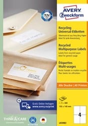 Avery etiketten 105 x 148 mm gerecycled 400 stuks 4 per blad