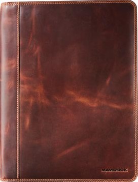 Vintage look volnerf leren schrijfmap A4 inclusief notitieblok bruin-2