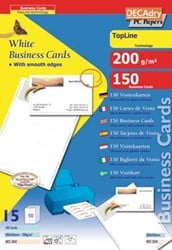 Decadry visitekaarten TopLine 150 kaartjes (10 kaartjes ft 85 x 54 mm per A4), rechte hoeken