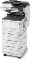 OKI MC853 met 4 papierladen en verrijdbare basis