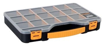 Opbergkoffer met vakjes zwart/geel 18 vakjes
