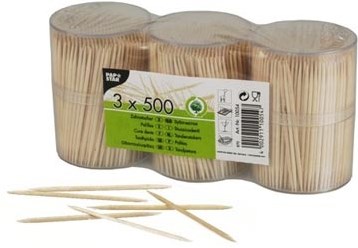 Papstar tandenstoker 3 kokers van 500 stuks