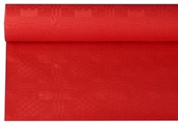 Tafelkleed uit papier met damastprint 1,2 x 8 m rood