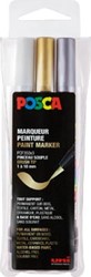 Posca paintmarker PCF-350 brush tip étui van 3 stuks assorti (goud zilver en wit)