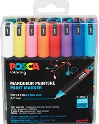 Verfstift Posca PC-1MR geassorteerde kleuren waterbasis doos van 16 stuks