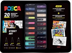 Posca paintmarkers, metalen doos van 20 stuks, in geassorteerde kleuren, ontwerp Street art