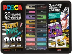 Posca paintmarkers metalen doos van 20 stuks assorti ontwerp Street Vibes