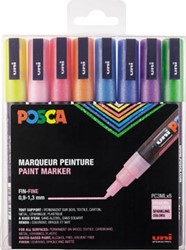 Posca stiften PC-3M, etui van 8 glittermarkers assorti