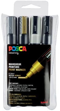 Posca markers PC-5M, etui met 4 stuks in geassorteerde metallic kleuren