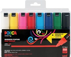 Posca paintmarker PC-7M, set van 8 markers in geassorteerde basiskleuren