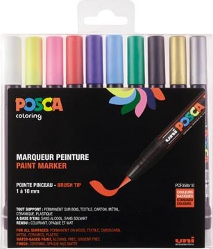 Posca paintmarker PCF-350 brush tip assorti 10 stuks zwart