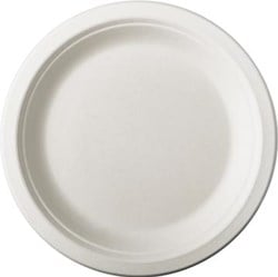 Bord pure rond wit diameter 18 cm uit suikerriet pak van 50 stuks
