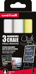 Uni-ball krijtmarker  beitelvormige punt 8 mm  etui met 3 stuks  assorti