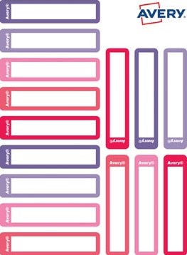 Avery Family mini naametiketten 5 x 1 cm roze/paars ophangbare etui met 30 etiketten-2
