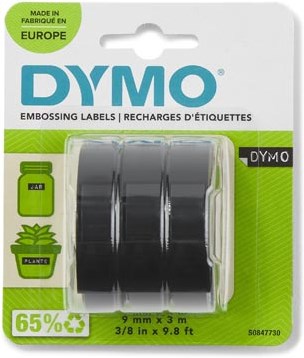 Dymo D3 tape S084773 9mm wit op zwart