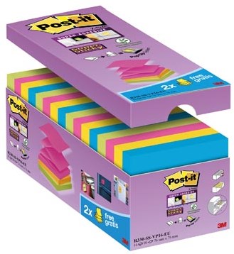 Value Pack Post-it Super Sticky Z-Notes                 12 + 4 gratis geassorteerde kleuren