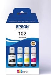 Epson inktfles 102, 6.000 - 7.500 pagina's, OEM C13T03R640, 4 kleuren cmyk 25.500pages 1x127/3x70 ml