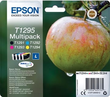 C13T12954012 EPSON BX320FW INK (4) CMYK 385bk/474c/378m/616ypages 1x11,2/3x7 ml