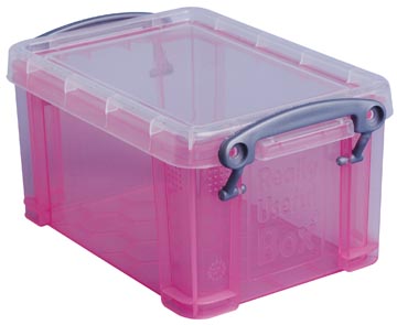 Opbergdoos 0,7 liter roze transparant Really Useful Boxes