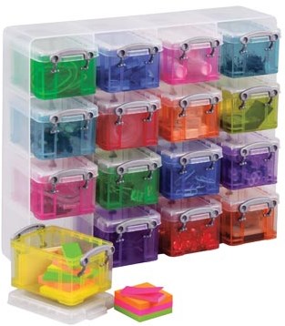 Opbergbox met 16 gekleurde opbergdoosjes van 014 liter Realy Useful Box