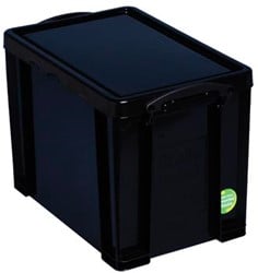Opbergbox zwart Really Useful Boxes gerecycled plastic 19 liter formaat 395 x 255 x 290mm
