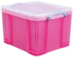 Kunststof opbergdoos 35 liter transparant helroze