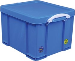 Plastic Opbergdoos 35 Liter Neon Blauw Really Useful Box met Witte Handvaten